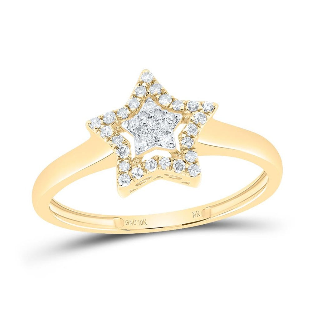 10K Yellow Gold Round Diamond Ring - 1/8 Carat Total Diamond Weight