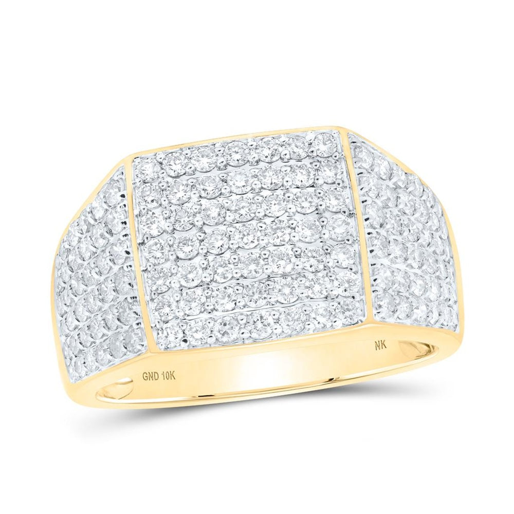 10K Yellow Gold Round Diamond Ring - 1 and 1/2 Carat Total Diamond Weight