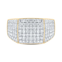 10K Yellow Gold Round Diamond Ring - 1 and 1/2 Carat Total Diamond Weight