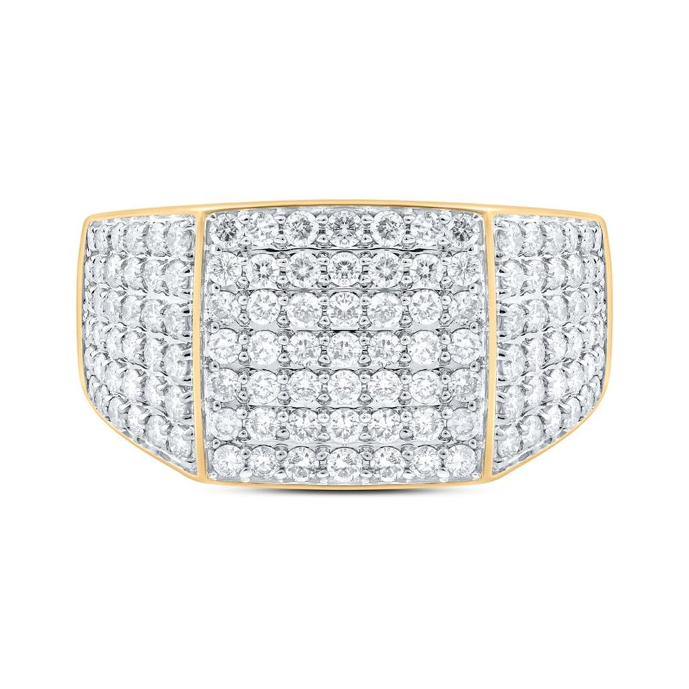 10K Yellow Gold Round Diamond Ring - 1 and 1/2 Carat Total Diamond Weight