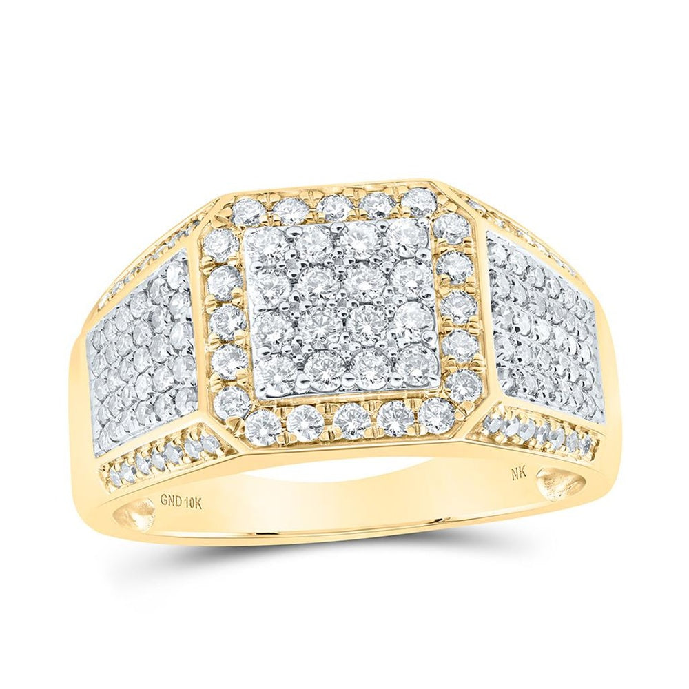 10K Yellow Gold Round Diamond Ring - 1 Carat Total Diamond Weight
