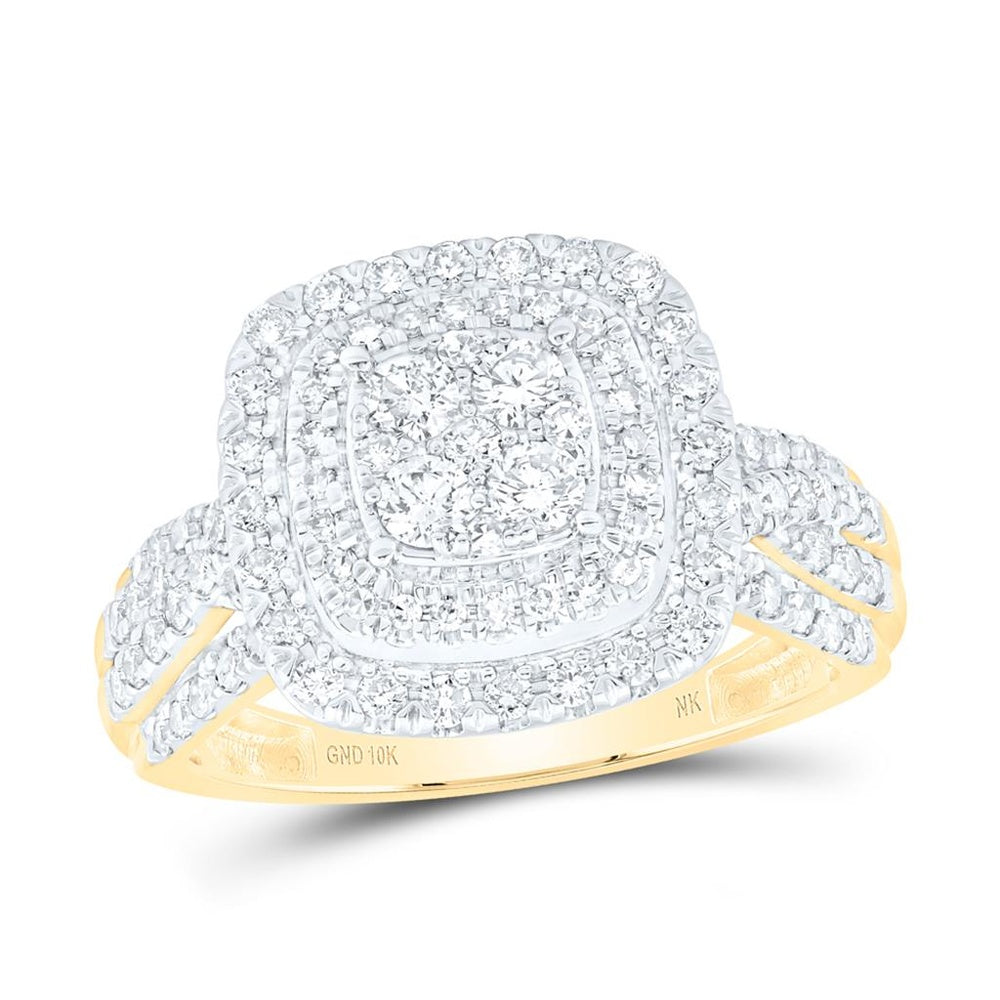 10K Yellow Gold Round Diamond Ring - 1 Carat Total Diamond Weight