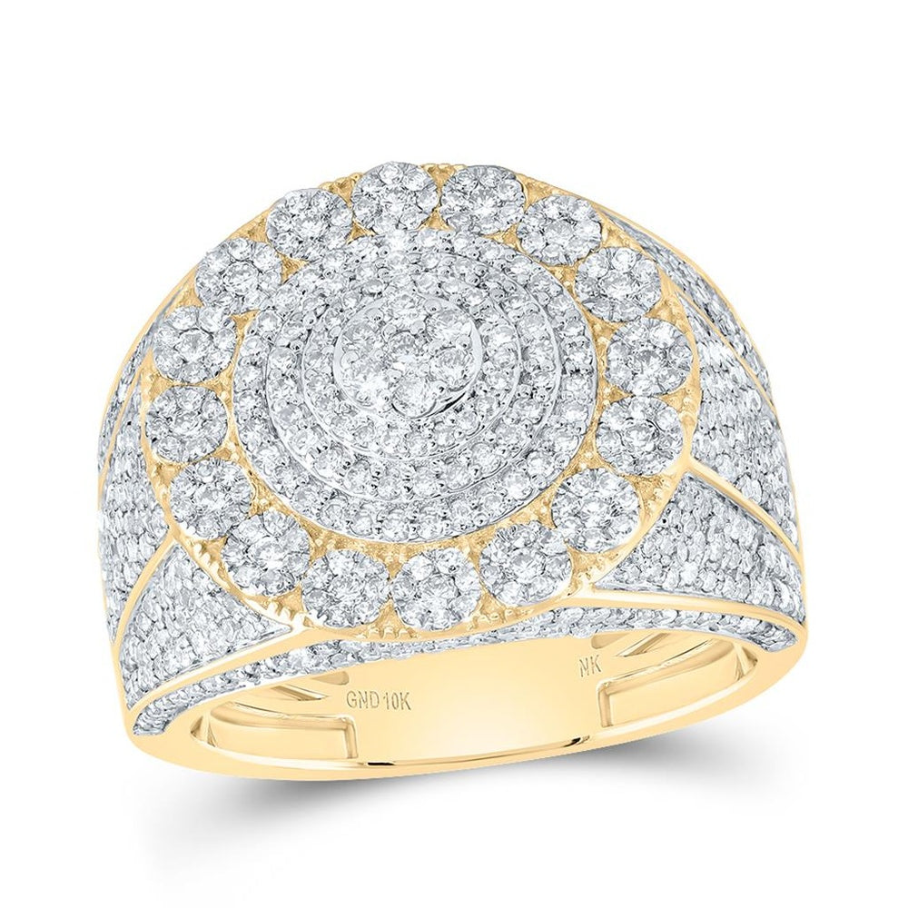 10K Yellow Gold Round Diamond Ring - 2 1/5 Carat Total Diamond Weight