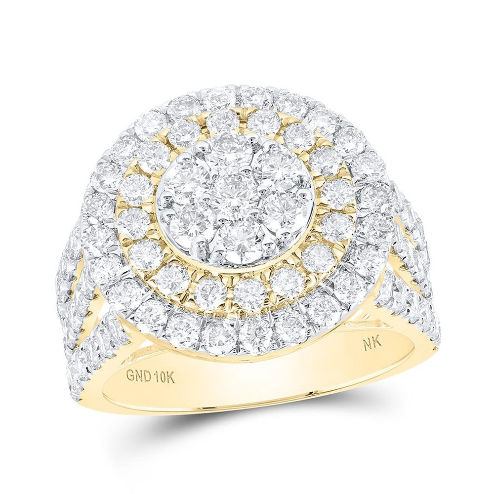 10K Yellow Gold Round Diamond Ring - 2 5/8 Carat Total Diamond Weight