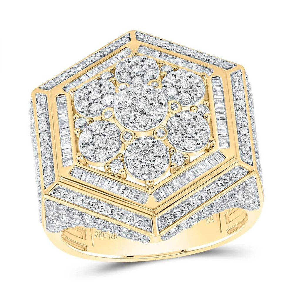 10K Yellow Gold Round Diamond Ring - 2 5/8 Carat Total Diamond Weight