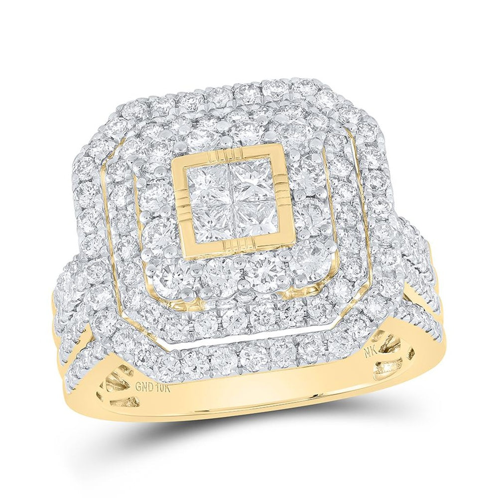 10K Yellow Gold Round Diamond Ring - 2 Carat Total Diamond Weight