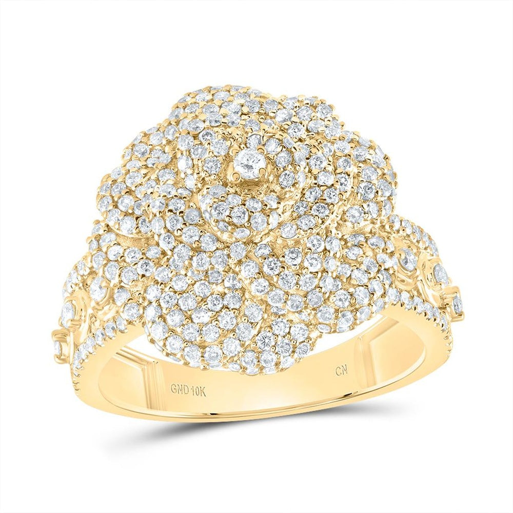 10K Yellow Gold Round Diamond Ring - 2 Carat Total Diamond Weight