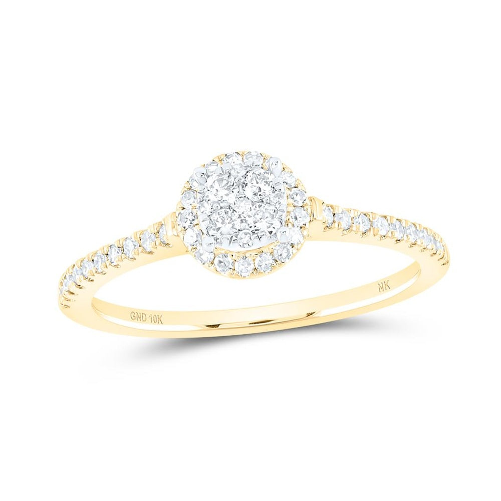10K Yellow Gold Round Diamond Ring - 3/8 Carat Total Diamond Weight