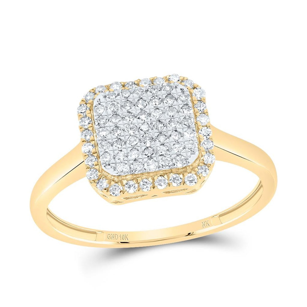 10K Yellow Gold Round Diamond Ring - 3/8 Carat Total Diamond Weight
