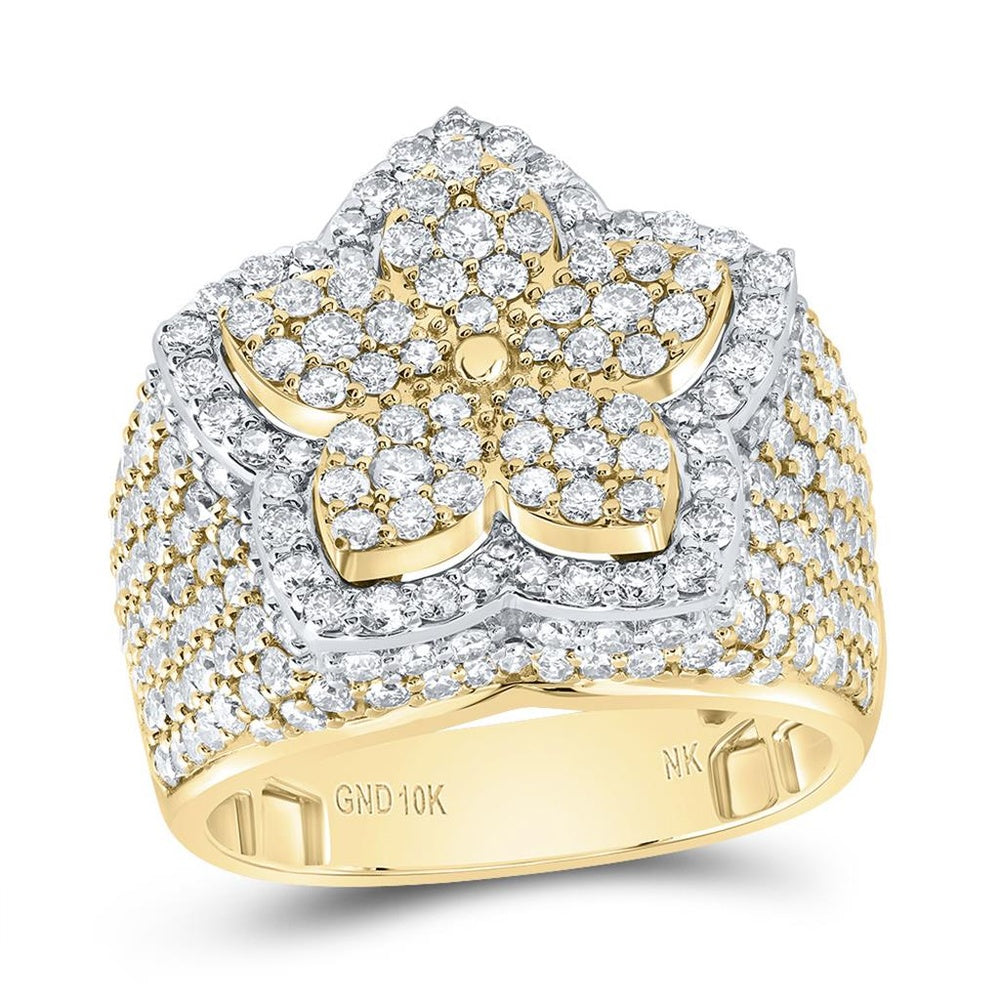 10K Yellow Gold Round Diamond Ring - 3 Carat Total Diamond Weight