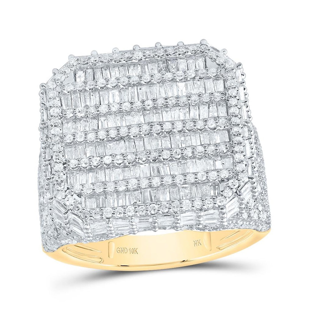 10K Yellow Gold Round Diamond Ring - 3 Carat Total Diamond Weight