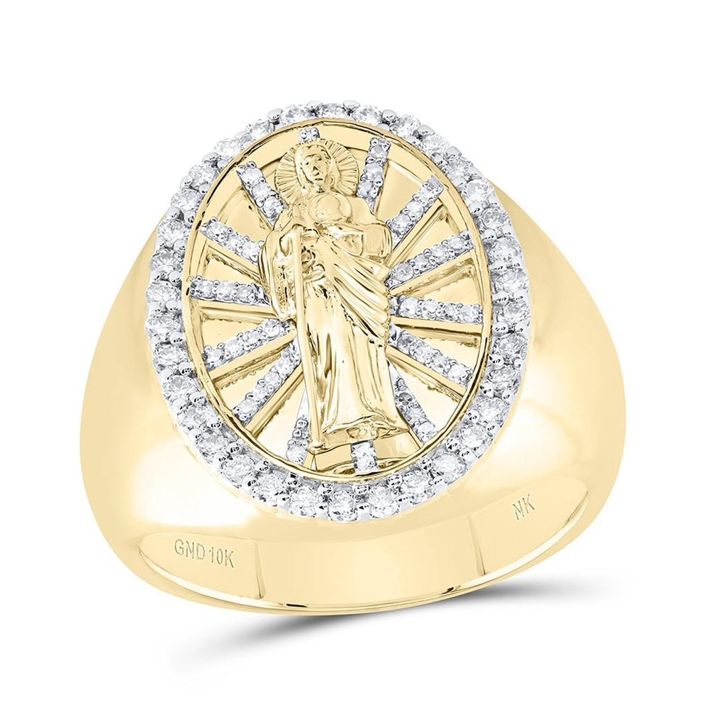 10K Yellow Gold Round Diamond Ring - 5/8 Carat Total Diamond Weight