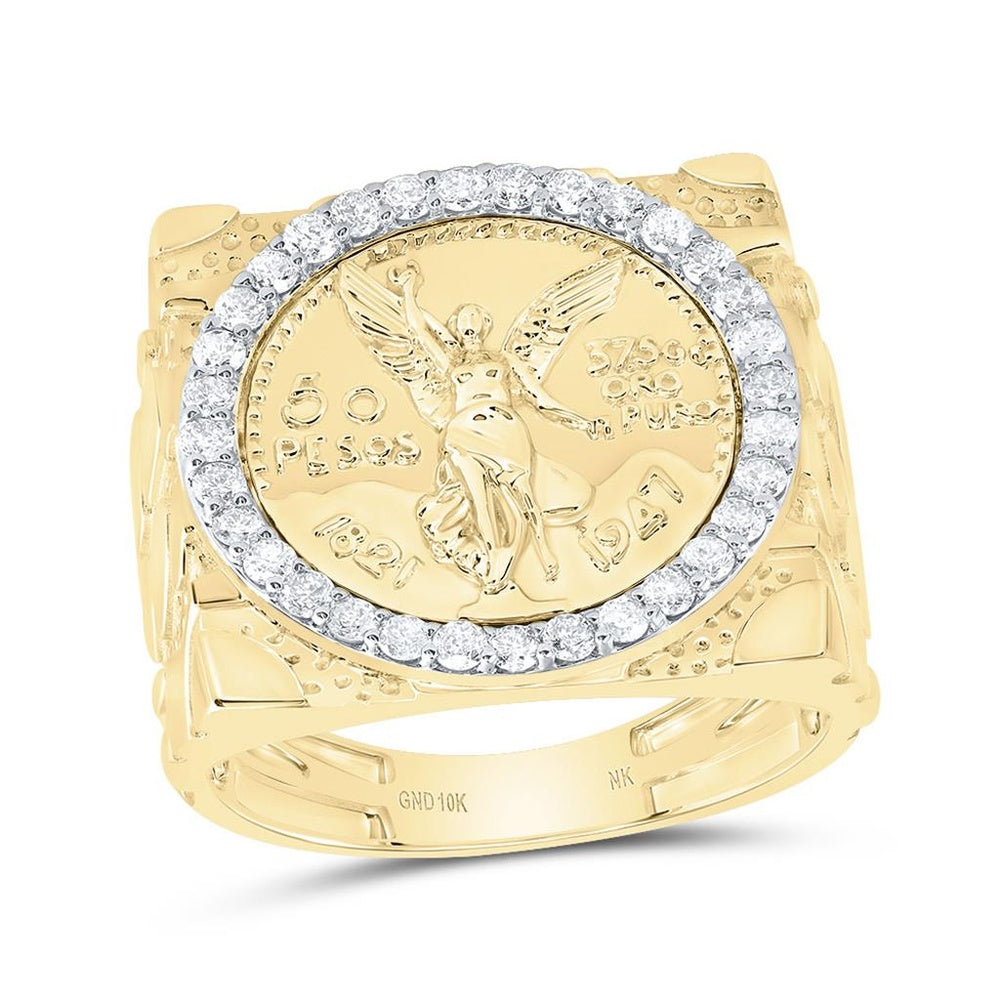 10K Yellow Gold Round Diamond Ring - 5/8 Carat Total Diamond Weight