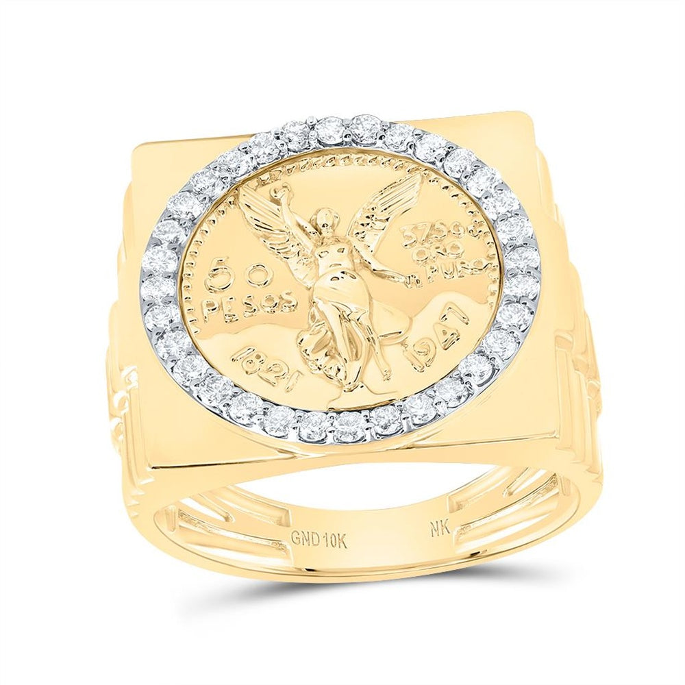 10K Yellow Gold Round Diamond Ring - 5/8 Carat Total Diamond Weight