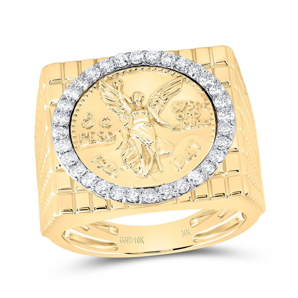 10K Yellow Gold Round Diamond Ring - 5/8 Carat Total Diamond Weight
