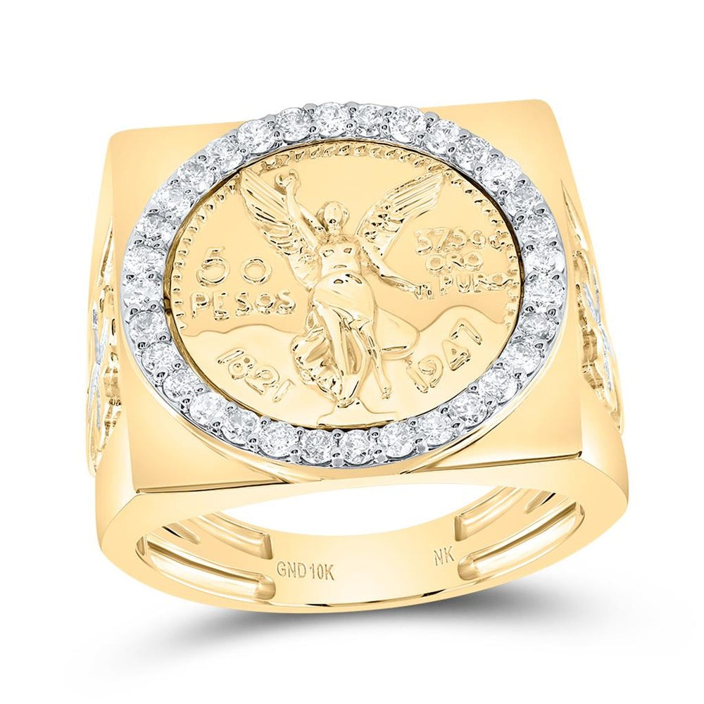 10K Yellow Gold Round Diamond Ring - 5/8 Carat Total Diamond Weight