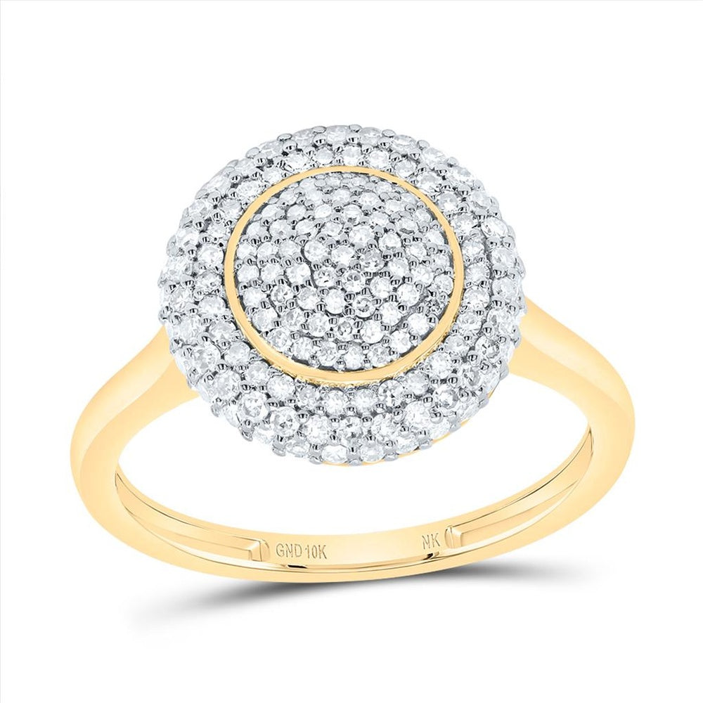 10K Yellow Gold Round Diamond Ring - 5/8 Carat Total Diamond Weight