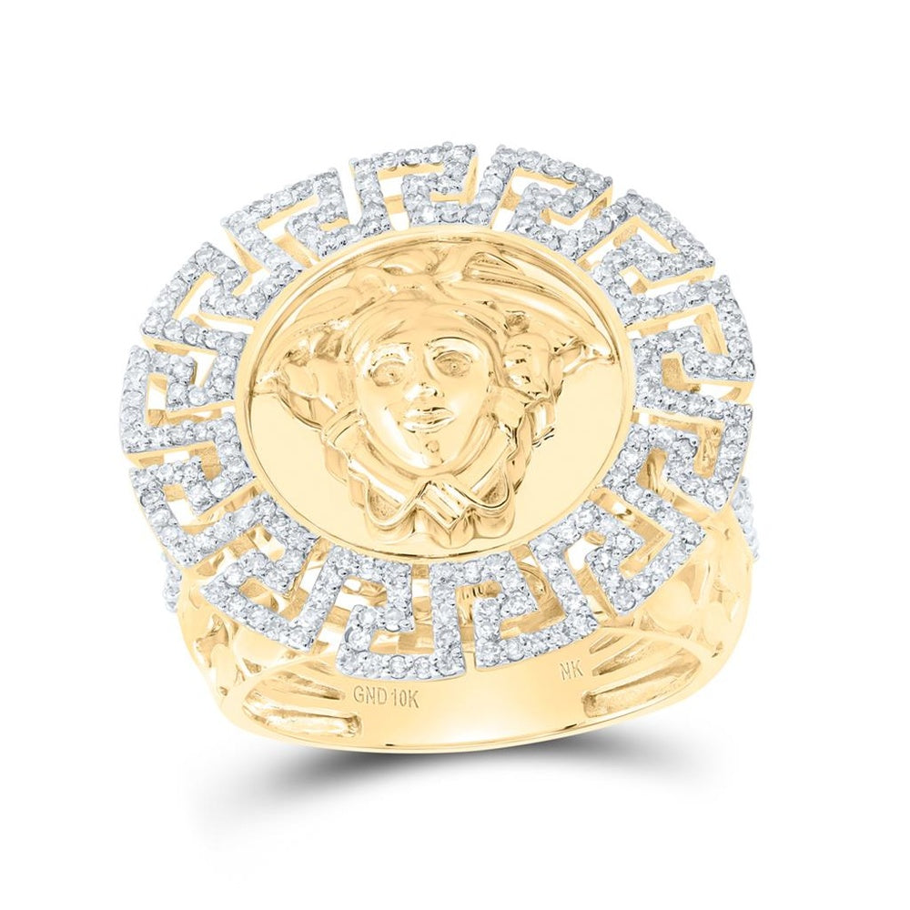 10K Yellow Gold Round Diamond Ring - 7/8 Carat Total Diamond Weight