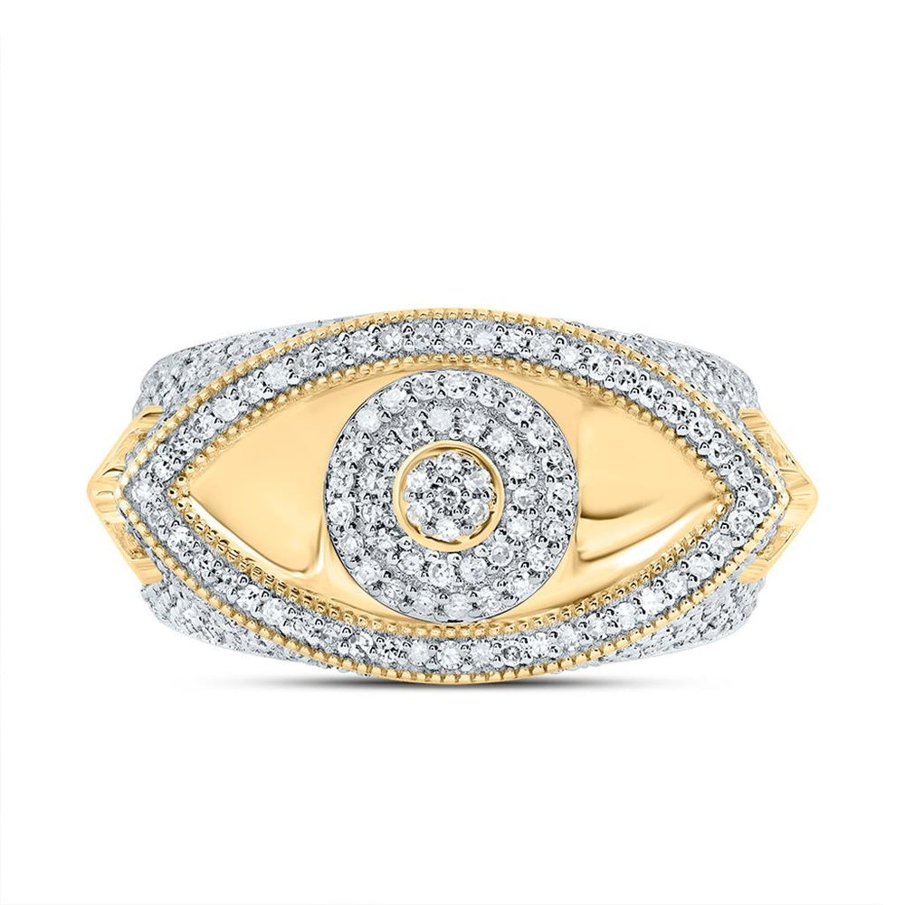 10K Yellow Gold Round Diamond Ring - 7/8 Carat Total Diamond Weight