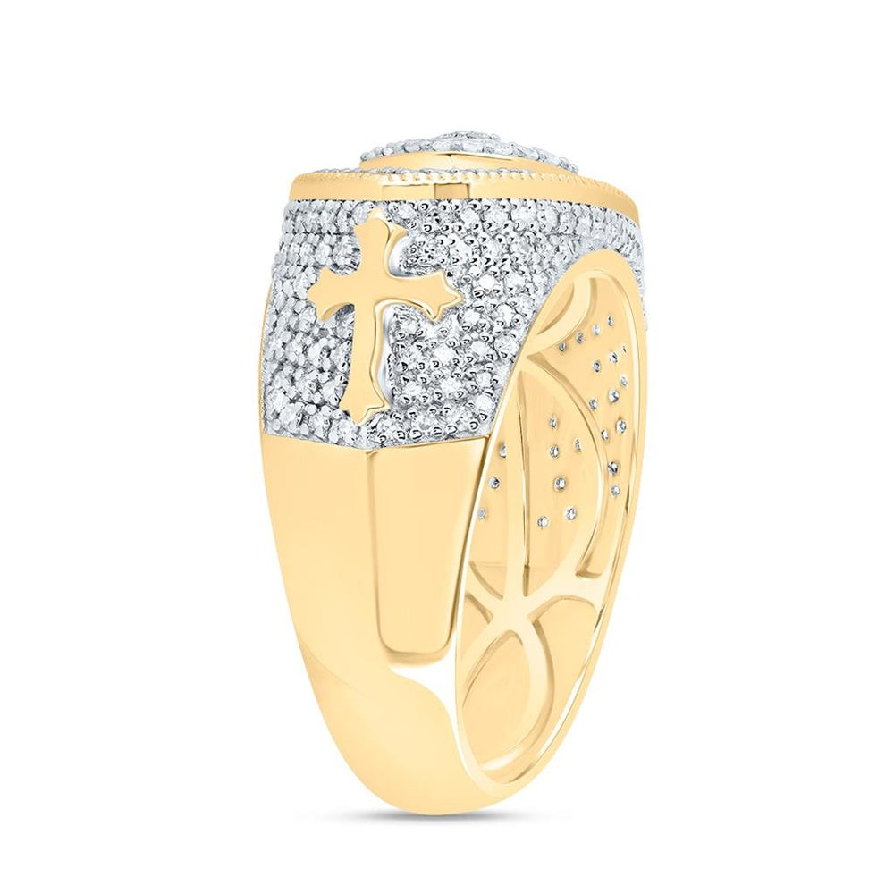 10K Yellow Gold Round Diamond Ring - 7/8 Carat Total Diamond Weight
