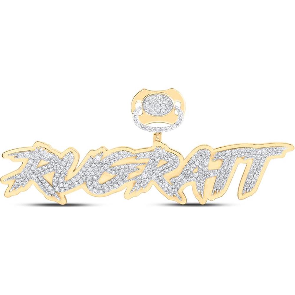10K Yellow Gold Round Diamond Rugratt Charm Pendant - 2.67 Carat Total Diamond Weight