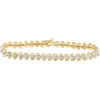 10K Yellow Gold Round Diamond S-Link Tennis Bracelet - 1/2 Carat Total Diamond Weight