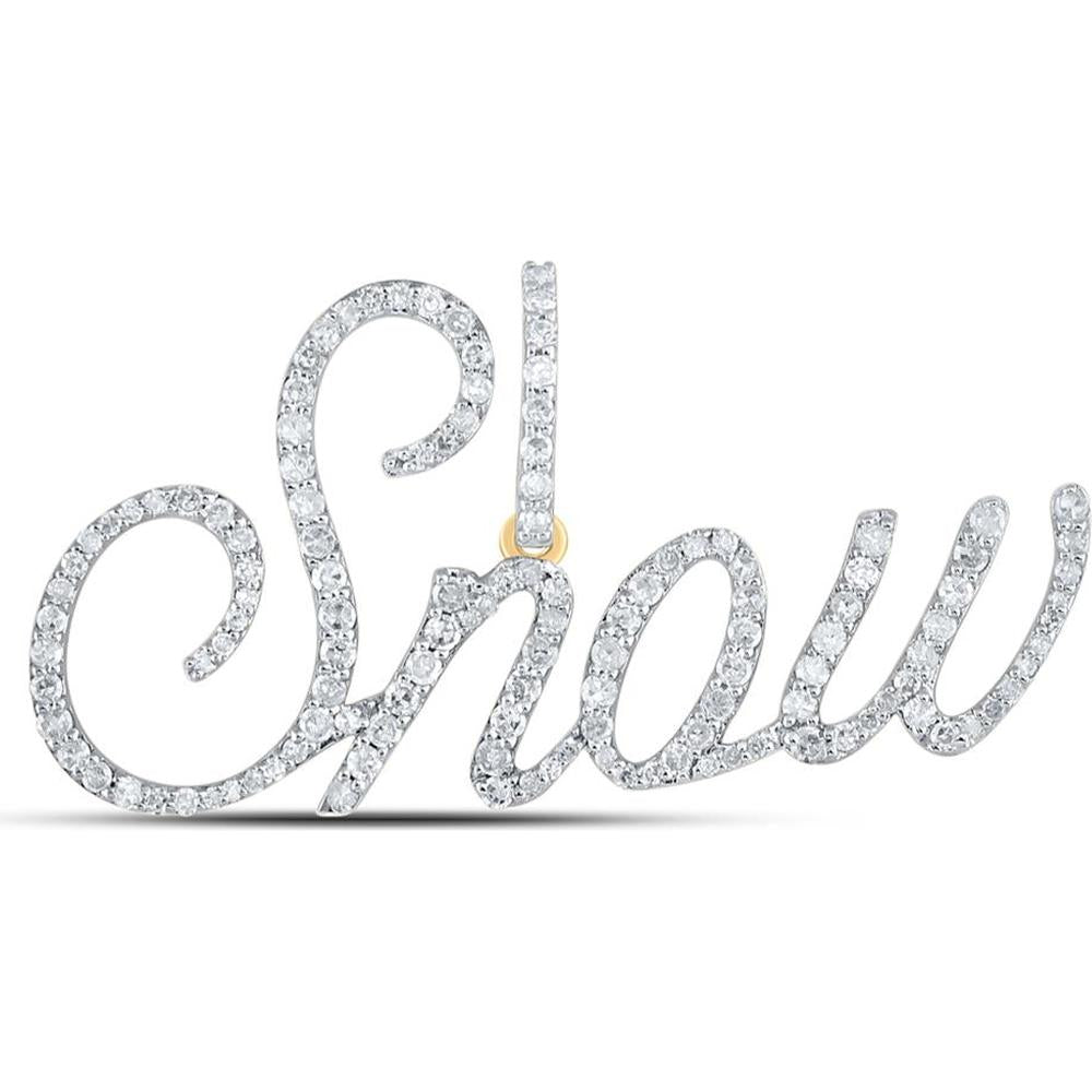 10K Yellow Gold Round Diamond "Snow" Name Pendant - 3/4 Carat Total Diamond Weight