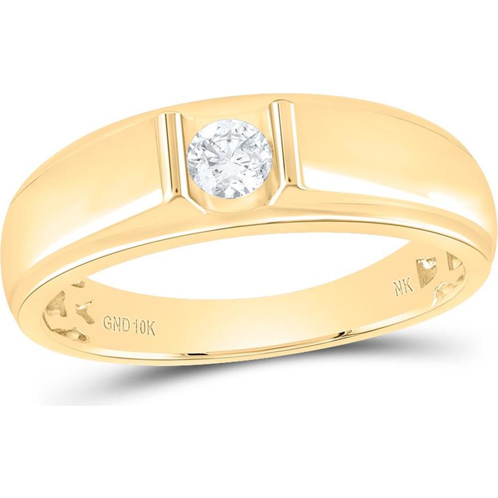 10K Yellow Gold Round Diamond Solitaire Band Ring - 1/4 Carat Total Diamond Weight