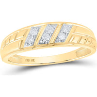 10K Yellow Gold Round Diamond Square Matching Wedding Ring Set - 1/2 Carat Total Diamond Weight