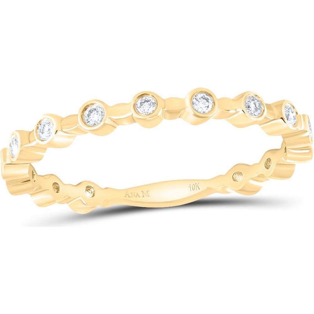 10K Yellow Gold Round Diamond Stackable Band Ring - 1/10 Carat Total Diamond Weight