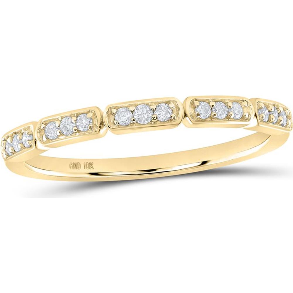 10K Yellow Gold Round Diamond Stackable Band Ring - 1/8 Carat Total Diamond Weight