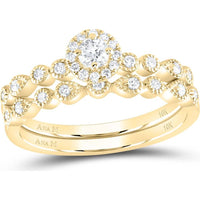 10K Yellow Gold Round Diamond Stackable Bridal Wedding Ring Set - 1/3 Carat Total Diamond Weight