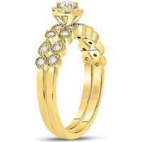 10K Yellow Gold Round Diamond Stackable Bridal Wedding Ring Set - 1/3 Carat Total Diamond Weight