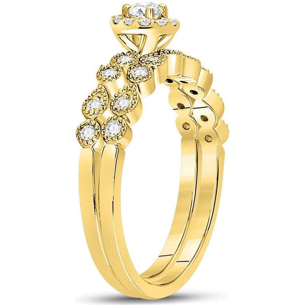 10K Yellow Gold Round Diamond Stackable Bridal Wedding Ring Set - 1/3 Carat Total Diamond Weight