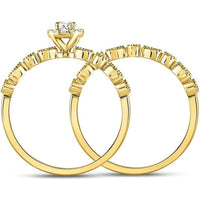10K Yellow Gold Round Diamond Stackable Bridal Wedding Ring Set - 1/3 Carat Total Diamond Weight