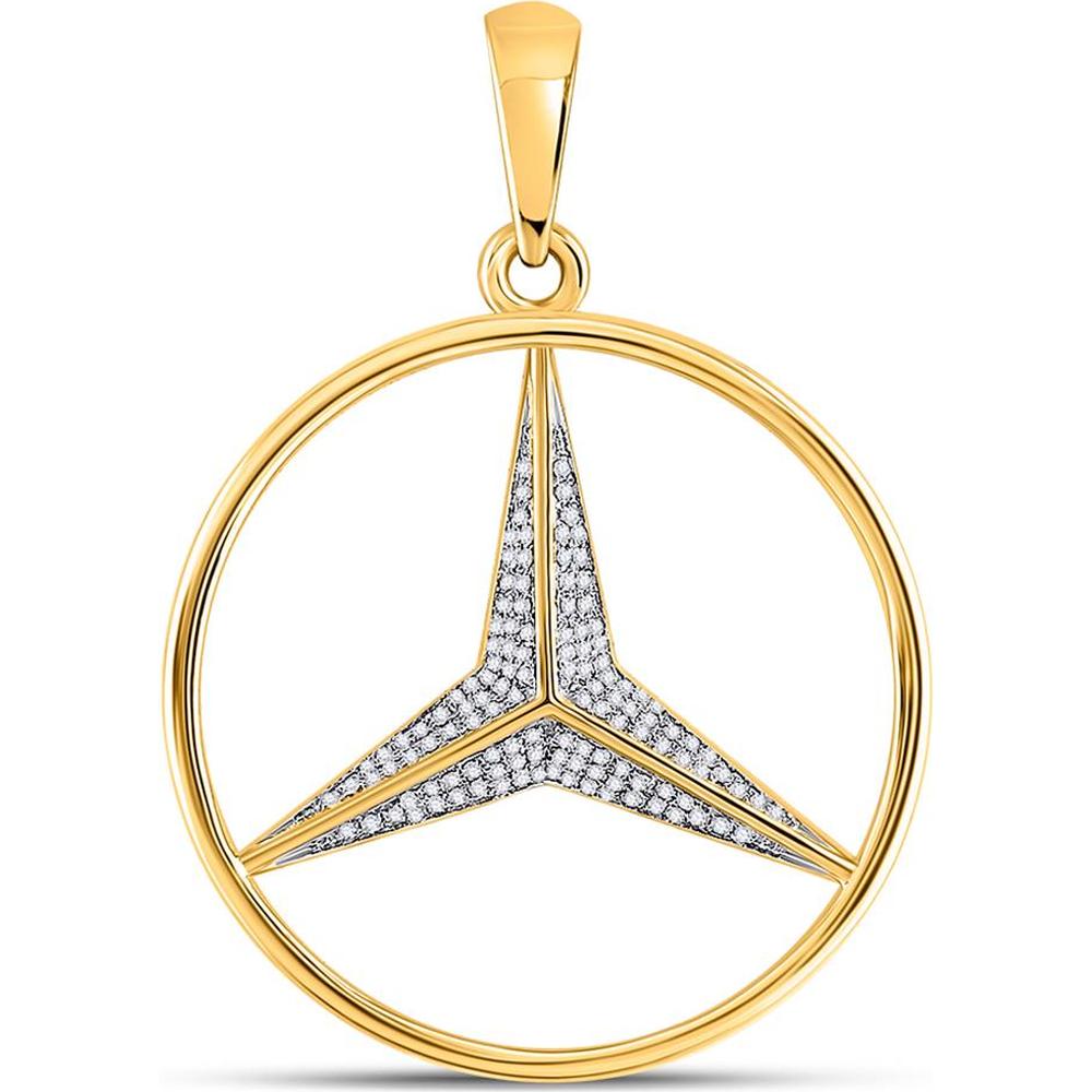 10K Yellow Gold Round Diamond Star Circle Pendant with 0.36 Carat Total Diamond Weight