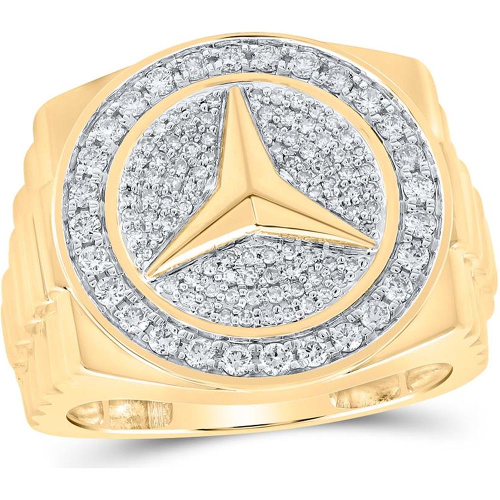 10K Yellow Gold Round Diamond Star Circle Ring - 3/4 Carat Total Diamond Weight
