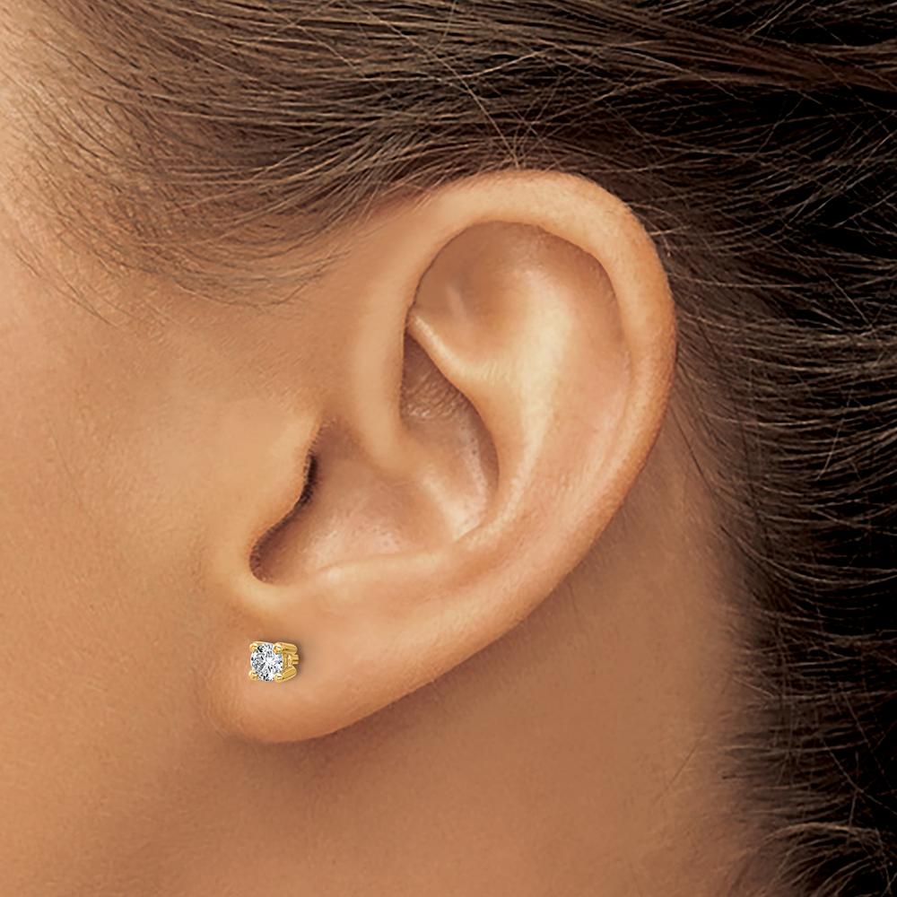 10K Yellow Gold Round Diamond Stud Earrings - 0.33 Carats Total Diamond Weight by Oro Pregiato