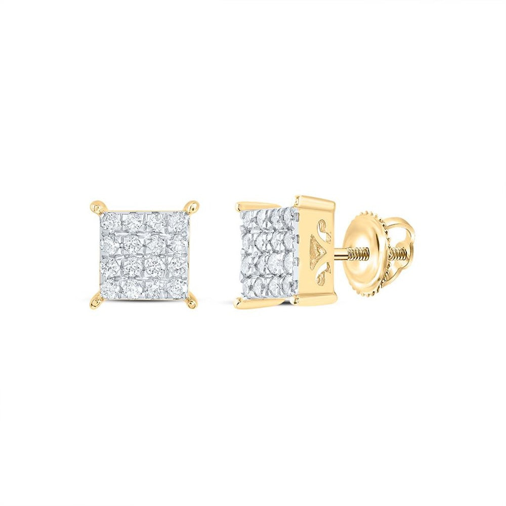 10K Yellow Gold Round Diamond Stud Earrings - 1/4 Carat Total Diamond Weight