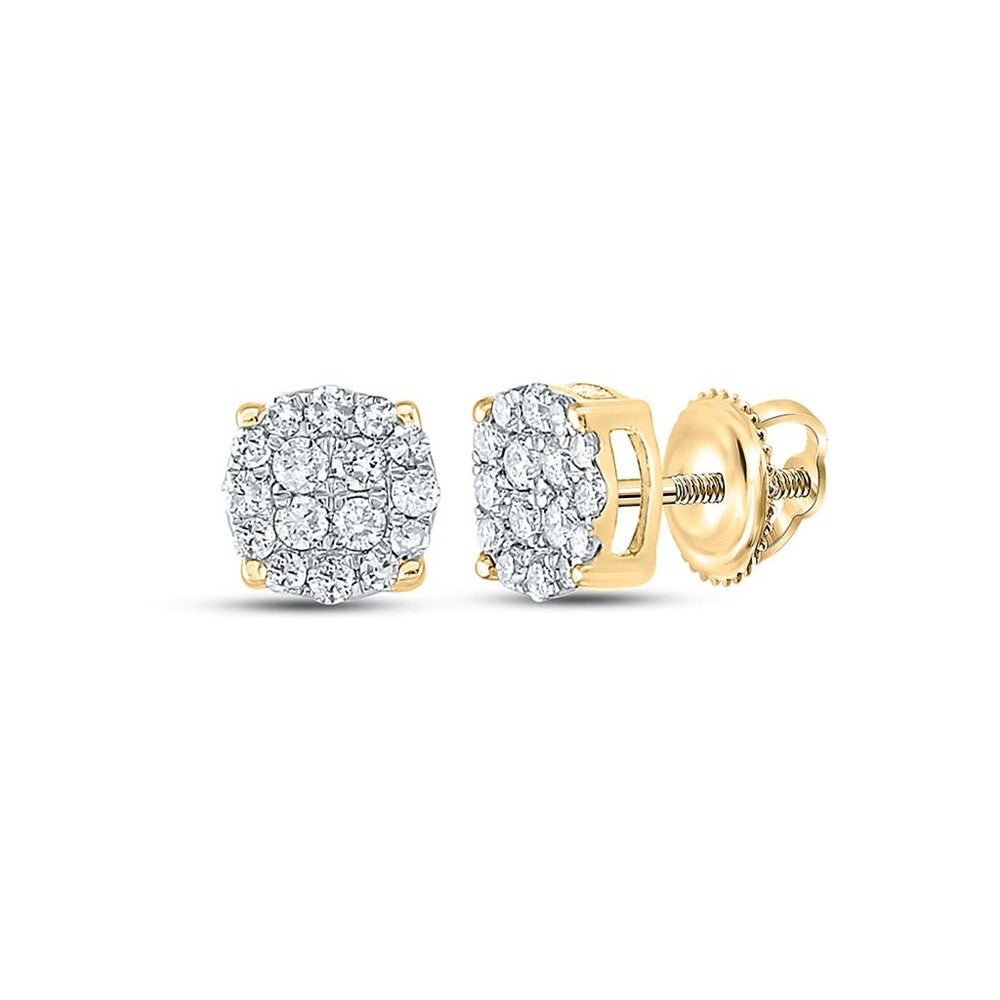10K Yellow Gold Round Diamond Stud Earrings - 1/4 Carat Total Diamond Weight