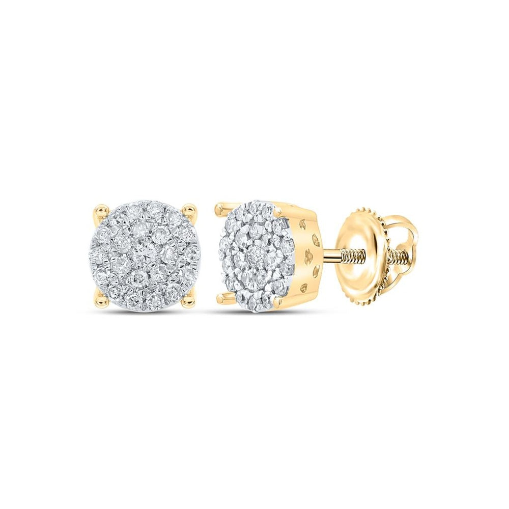 10K Yellow Gold Round Diamond Stud Earrings - 1/4 Carat Total Diamond Weight