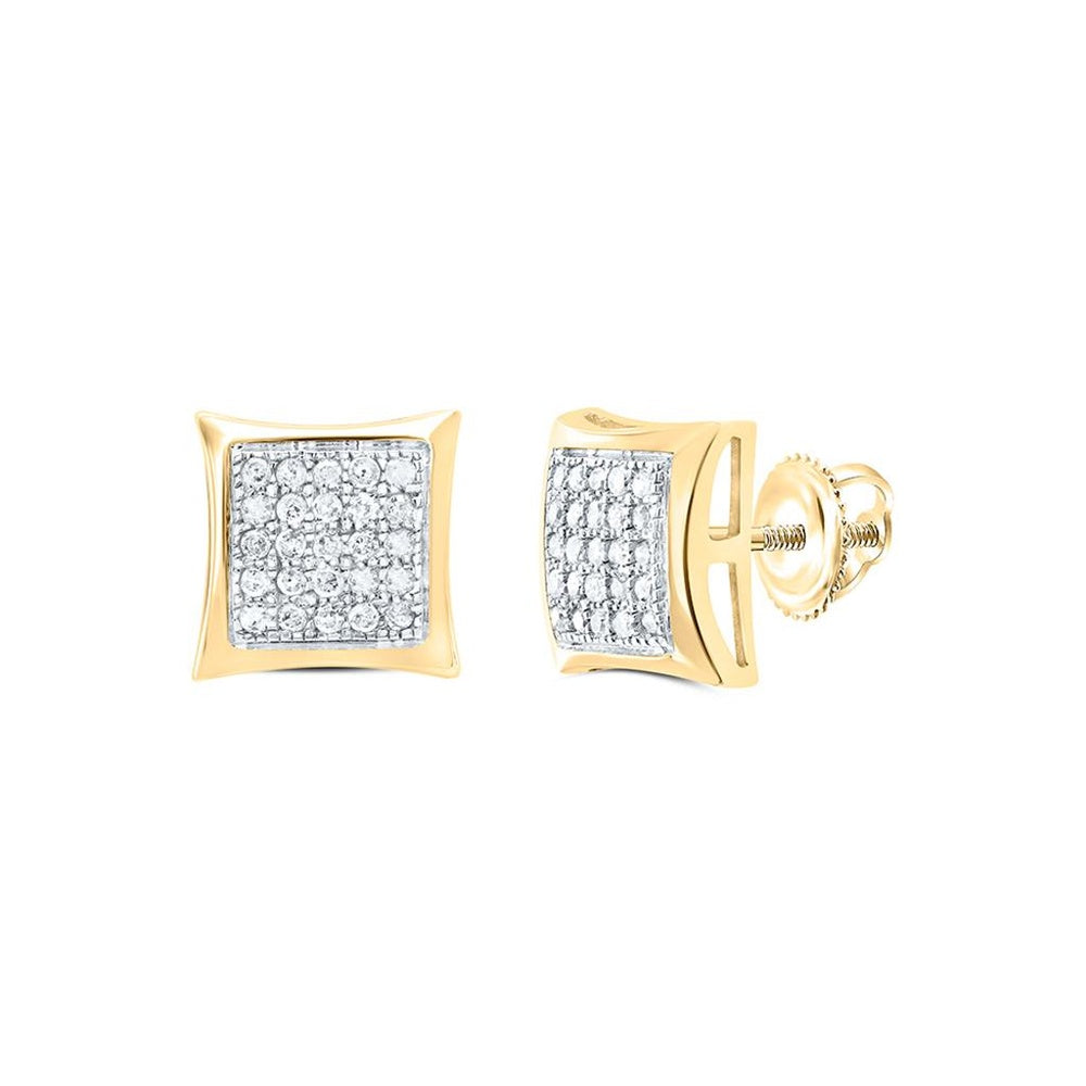 10K Yellow Gold Round Diamond Stud Earrings - 1/6 Carat Total Diamond Weight