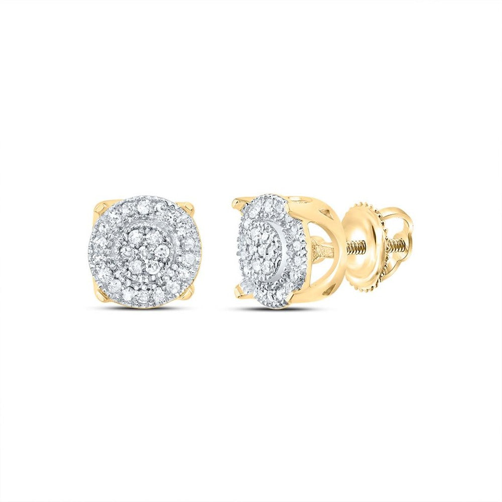 10K Yellow Gold Round Diamond Stud Earrings - 1/8 Carat Total Diamond Weight