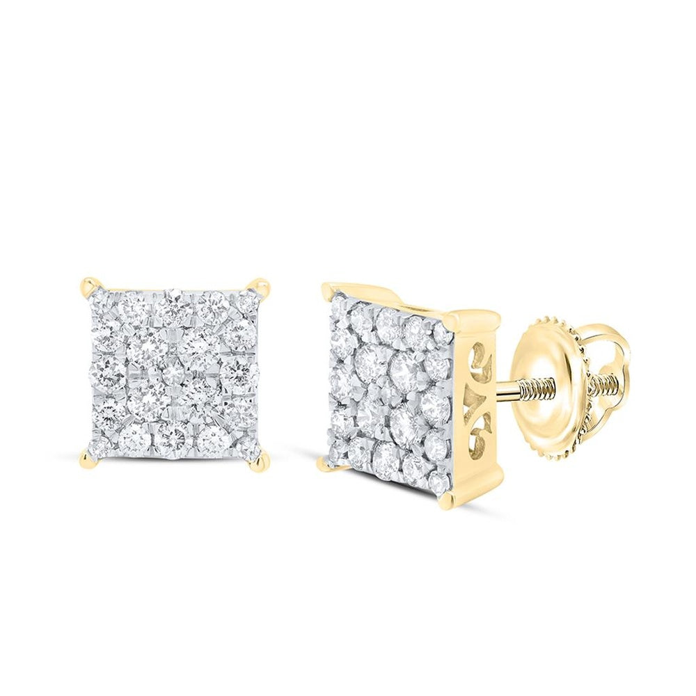 10K Yellow Gold Round Diamond Stud Earrings - 3/4 Carat Total Diamond Weight