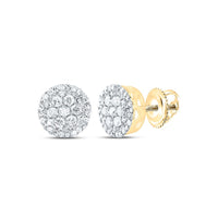 10K Yellow Gold Round Diamond Stud Earrings - 3/8 Carat Total Diamond Weight