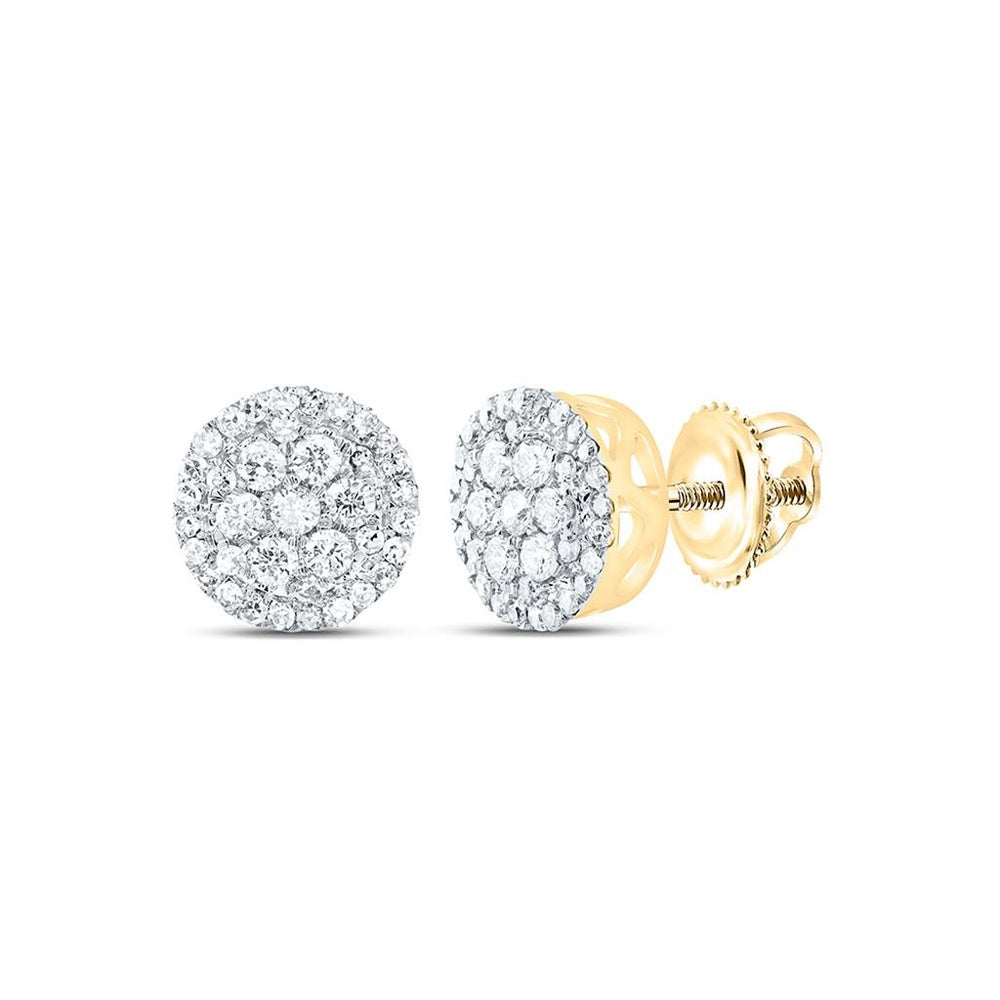 10K Yellow Gold Round Diamond Stud Earrings - 3/8 Carat Total Diamond Weight