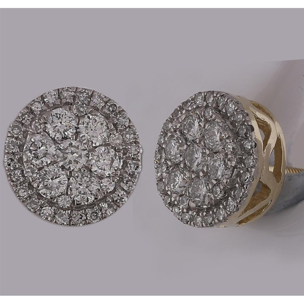 10K Yellow Gold Round Diamond Stud Earrings - 3/8 Carat Total Diamond Weight
