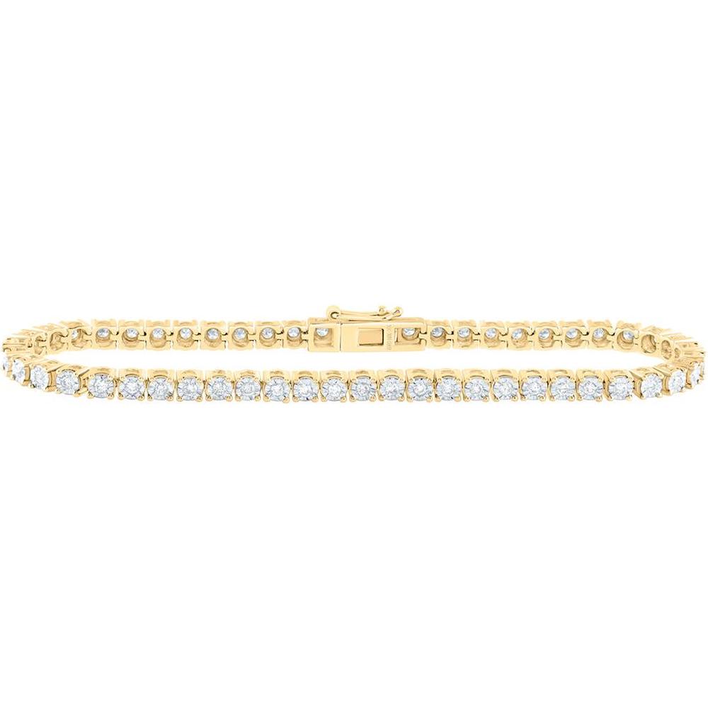 10K Yellow Gold Round Diamond Tennis Bracelet with Prong-Set Diamonds - 1.02 Carat Total Diamond Weight