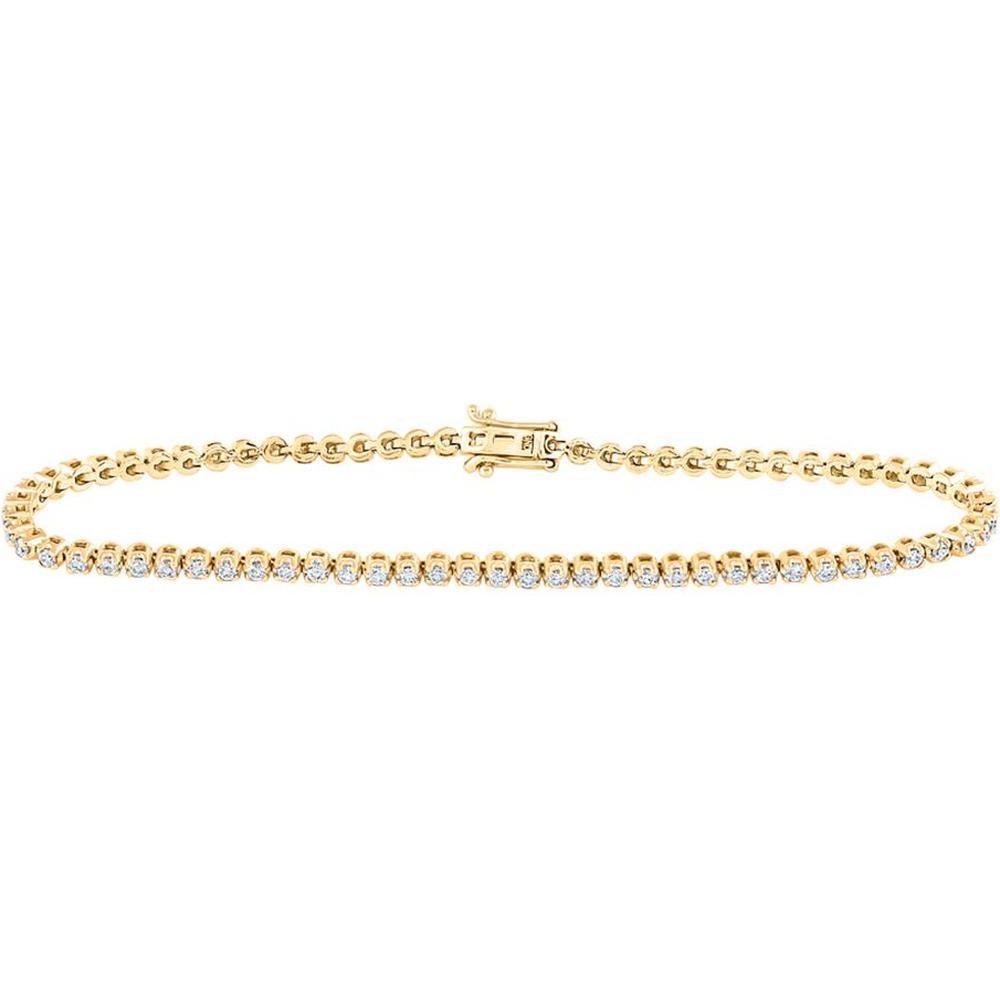 10K Yellow Gold Round Diamond Tennis Bracelet with Prong-Set Diamonds - 1.22 Carat Total Diamond Weight