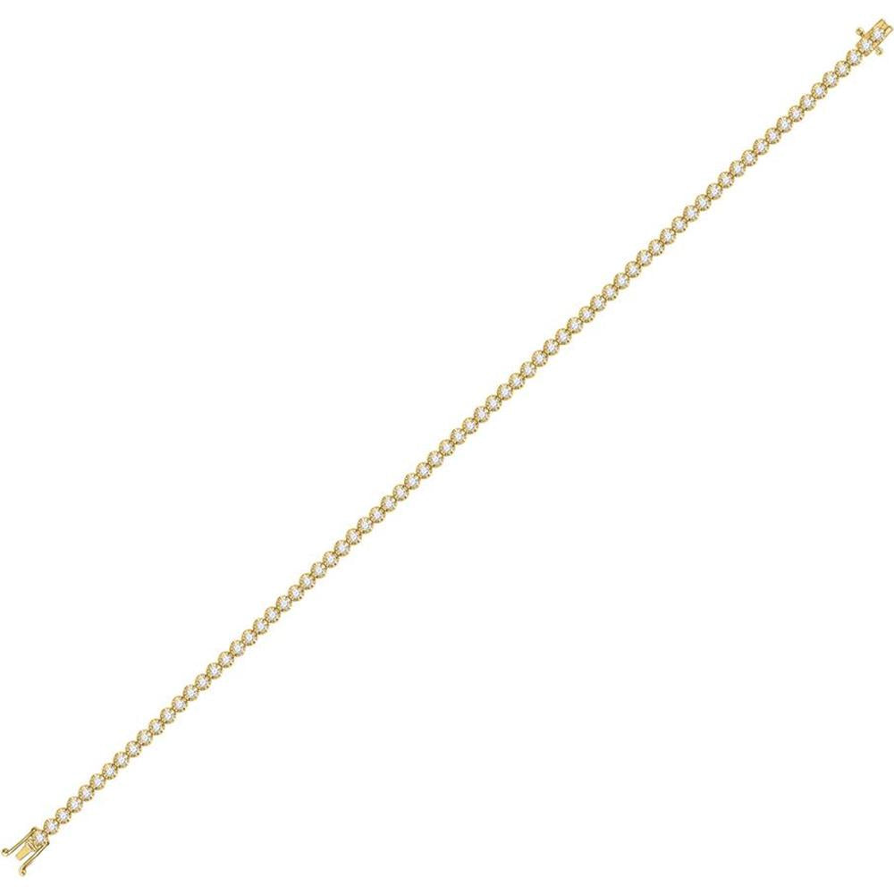 10K Yellow Gold Round Diamond Tennis Bracelet with Prong-Set Diamonds - 1.22 Carat Total Diamond Weight